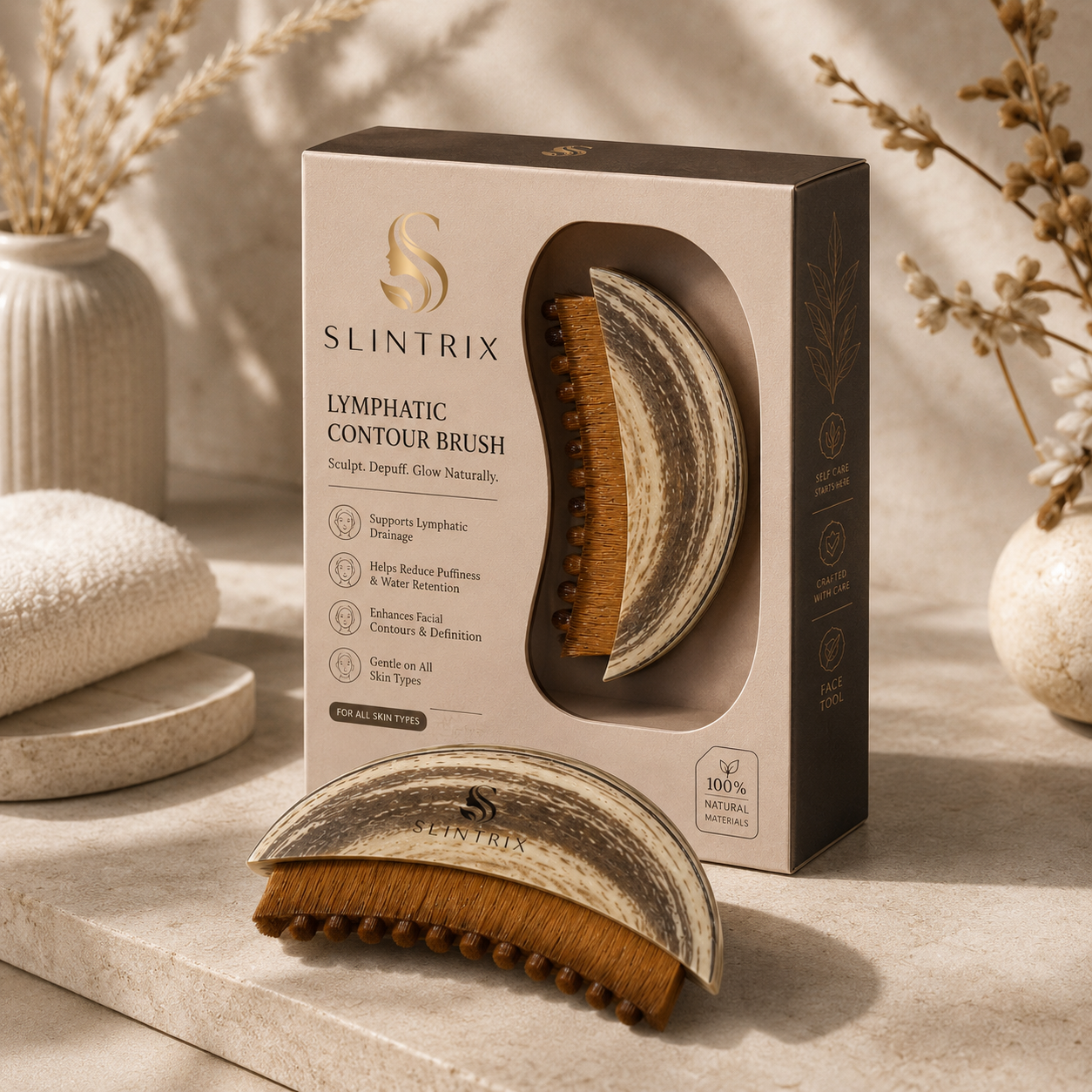 SLINTRIX Lymphatic Contour Brush | Facial Sculpting & Depuffing Tool