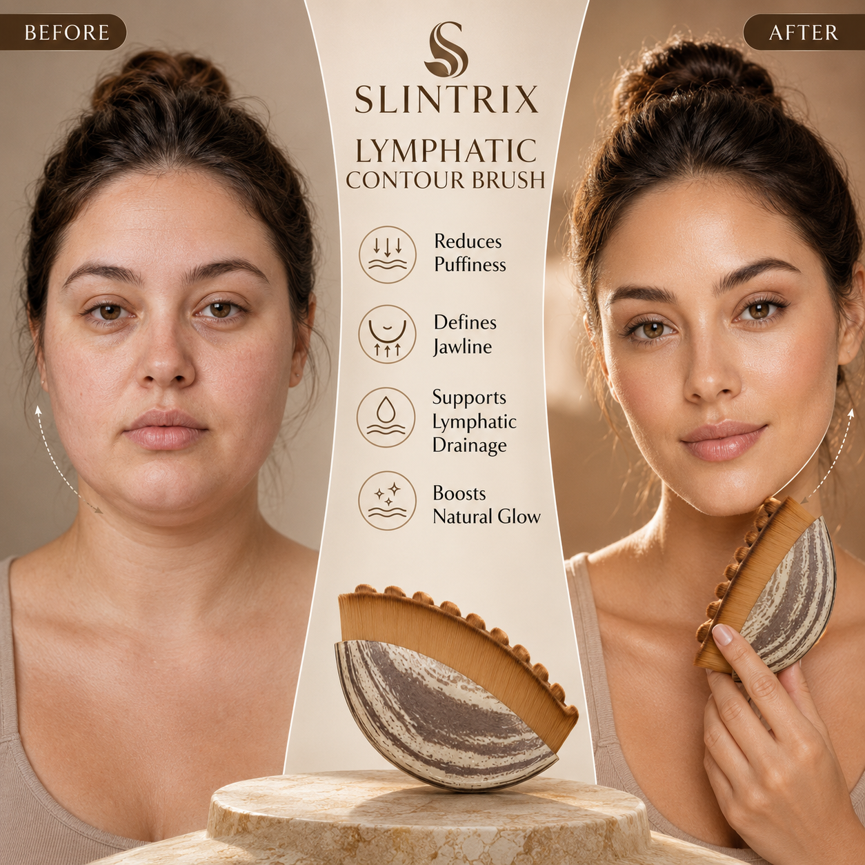 SLINTRIX Lymphatic Contour Brush | Facial Sculpting & Depuffing Tool