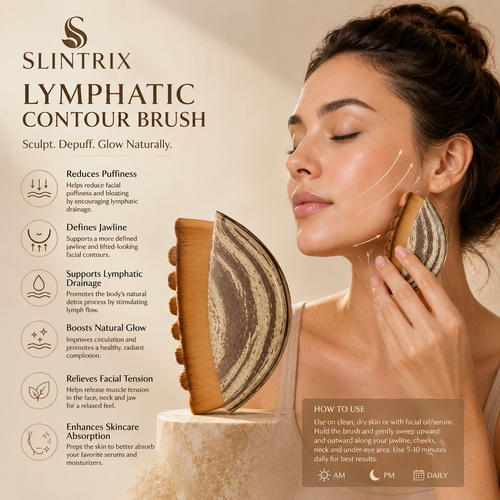 SLINTRIX Lymphatic Contour Brush | Facial Sculpting & Depuffing Tool