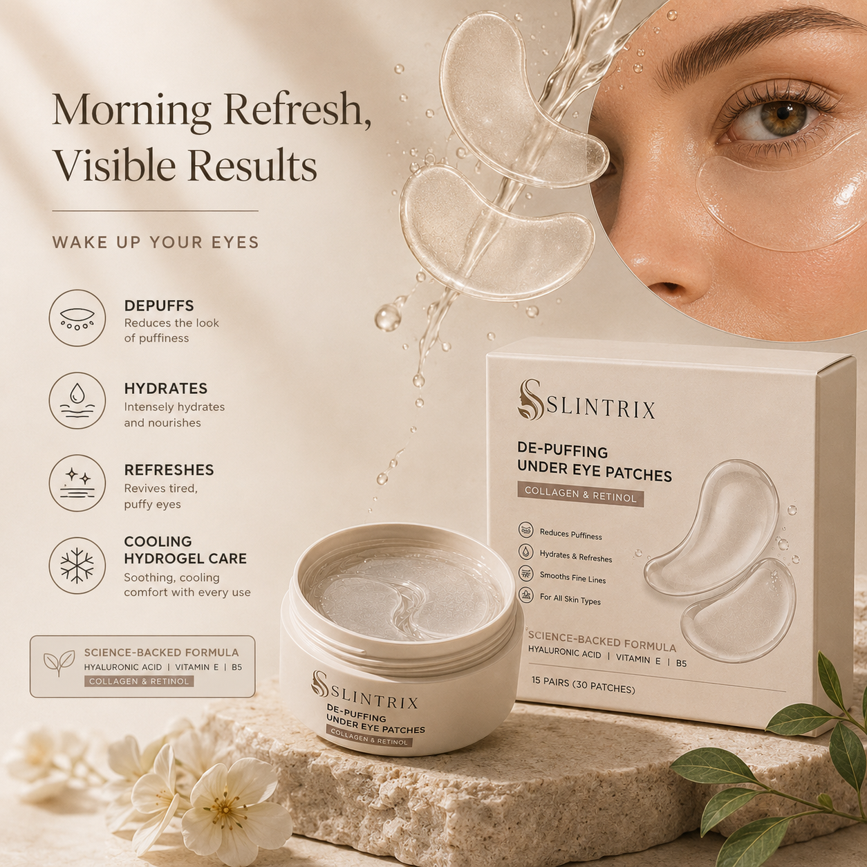 SLINTRIX De-Puffing Under Eye Patches – Refresh & Hydrate