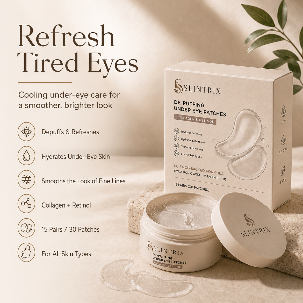 SLINTRIX De-Puffing Under Eye Patches – Refresh & Hydrate