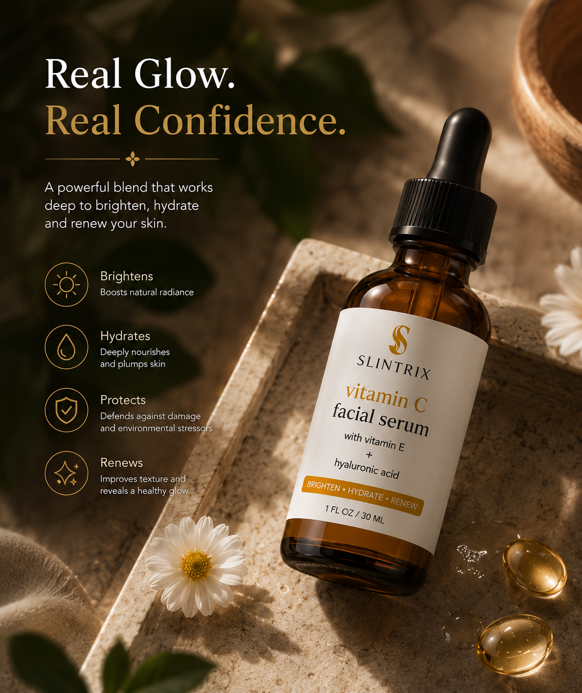 SLINTRIX Vitamin C Facial Serum | Glow & Hydration with Hyaluronic Acid