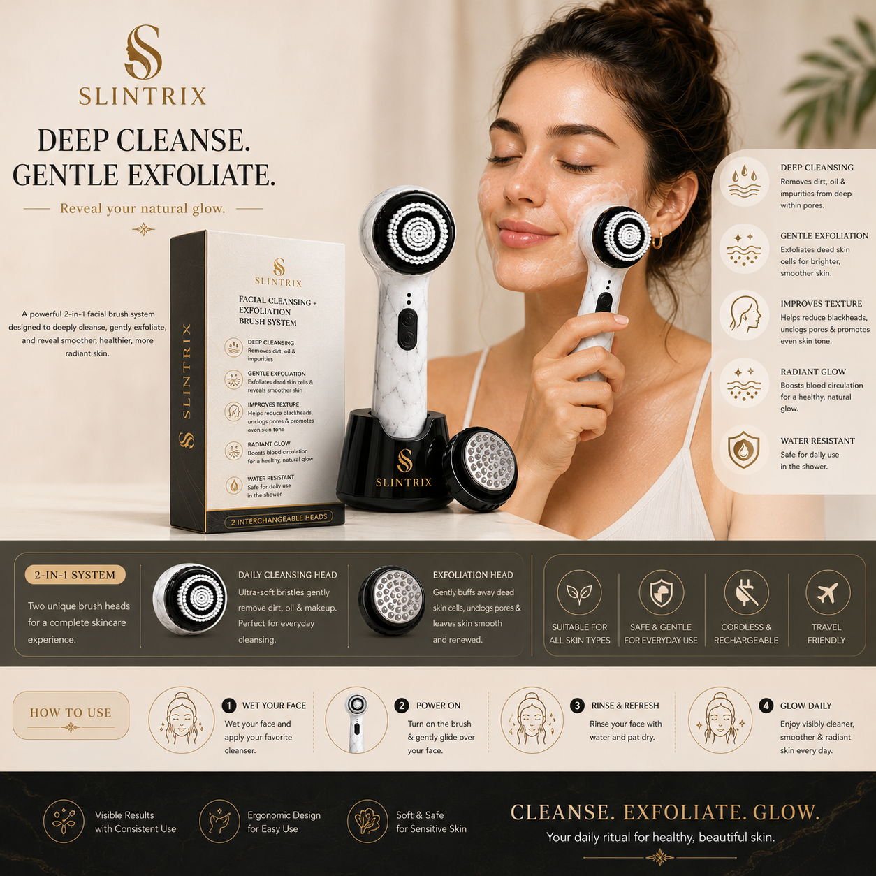 SLINTRIX Facial Brush System | Cleanse & Renew